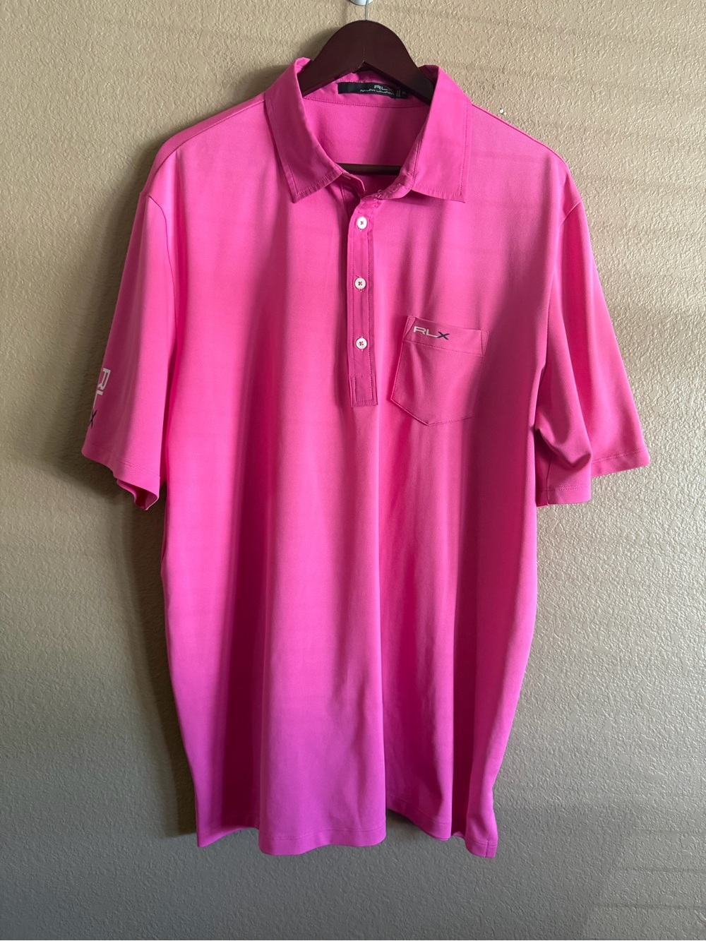 Ralph Lauren RLX Pink Performance Polo with Chest Pocket Size XXL